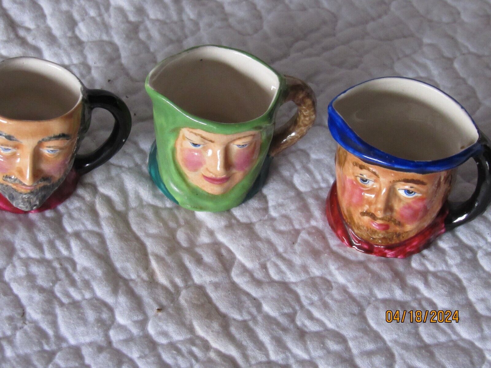 Vintage Miniature Toby Man mugs - Lot of 3, Made in England 1 1/2\