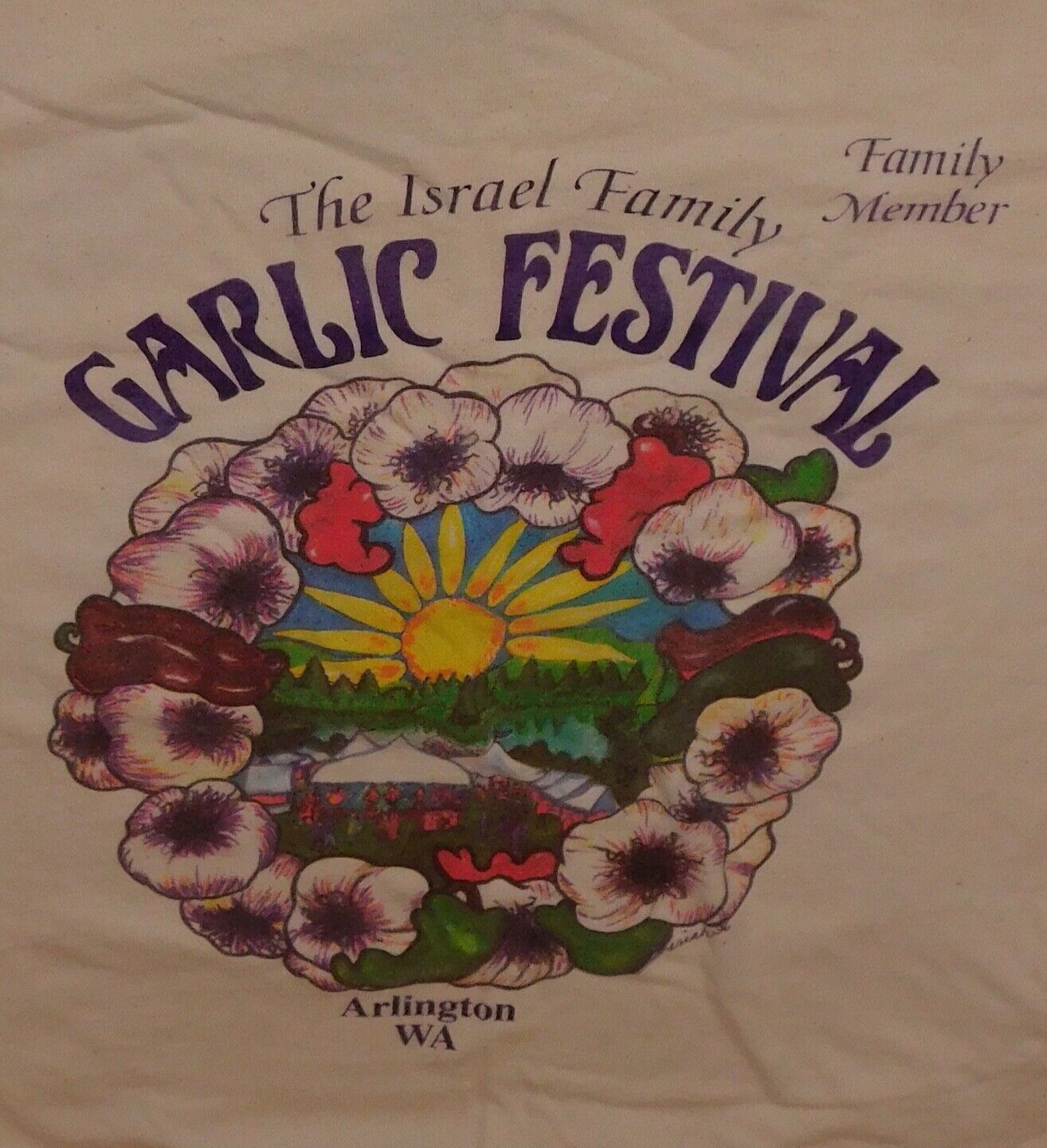Rare Love Israel Garlic Festival T-Shirt - XL -  Family Member - Arlington WA