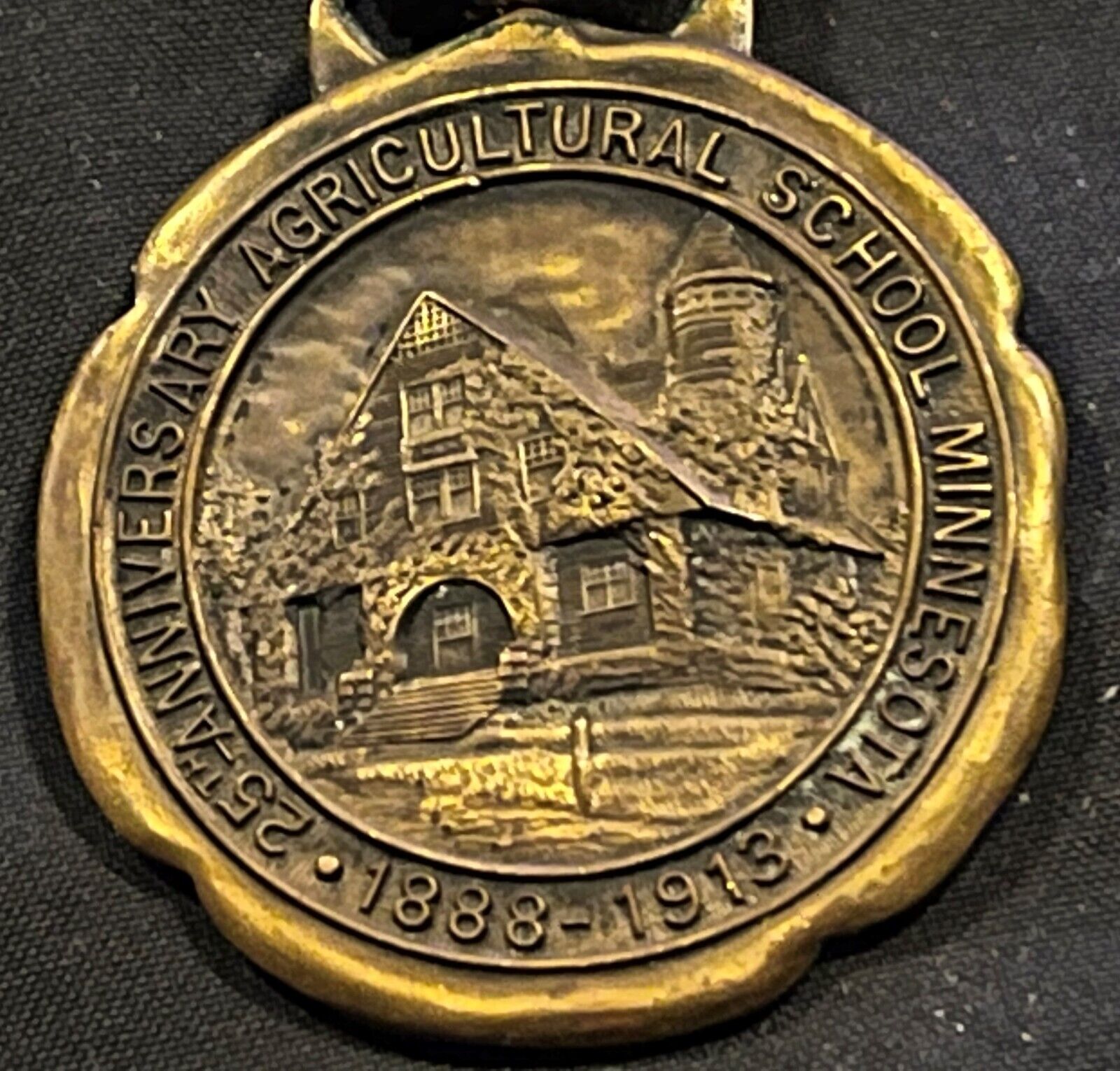 Vintage 1888 1913 AGRICULTURAL SCHOOL OF MINNESOTA 25TH ANNIVERSARY MEDAL & FOB