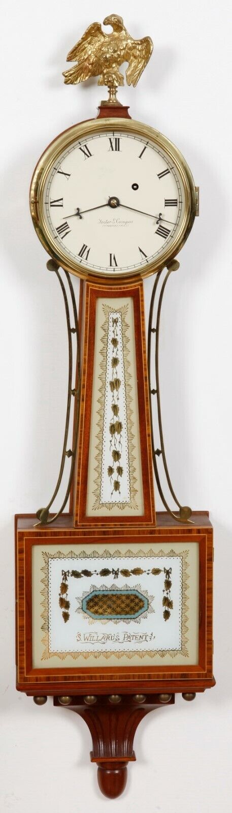 Foster S. Campos Pembroke MA No. 25, 1977 Weight Driven Cross Banded Banjo Clock