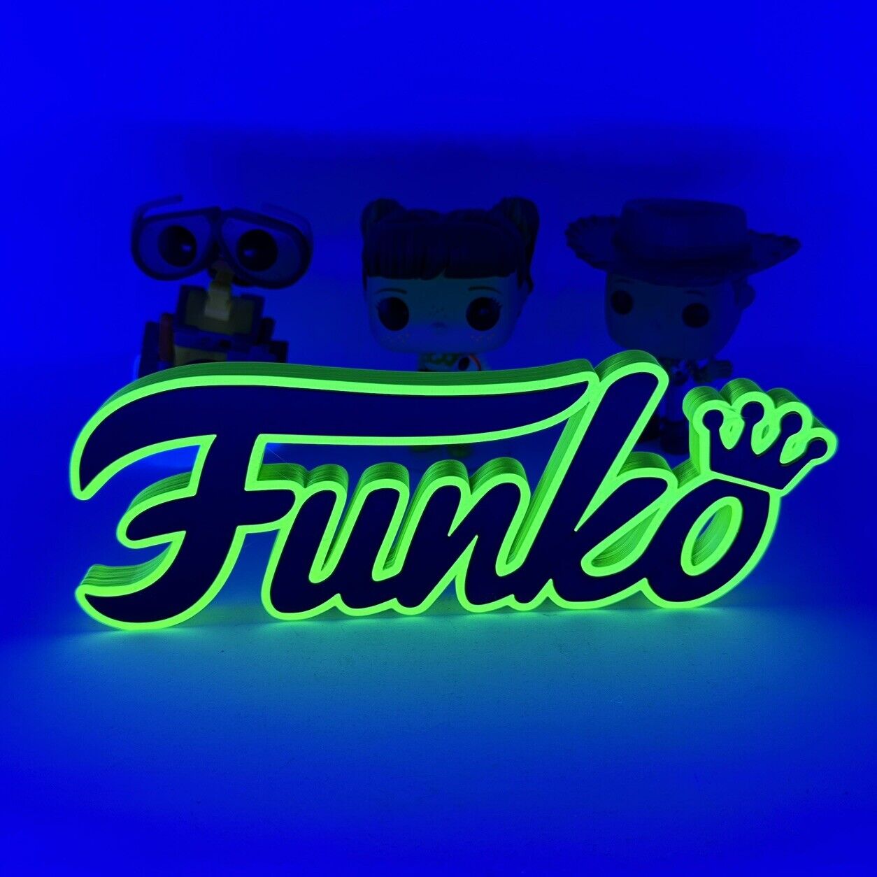 3D Printed BLACK LIGHT - 8.6 INCH - FUNKO Fan Sign (GREEN) for your Funko Pops