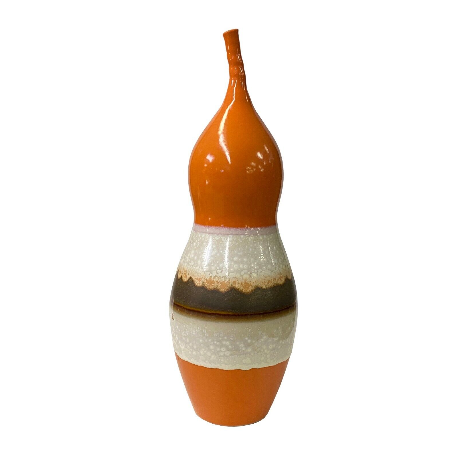Orange White Brown Porcelain Narrow Neck Contemporary Vase ws1328