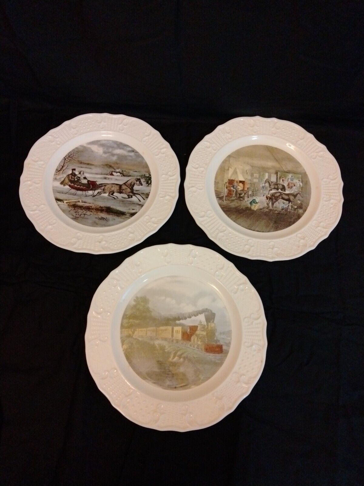 3 Vintage Currier And Ives American Series Collector Plates