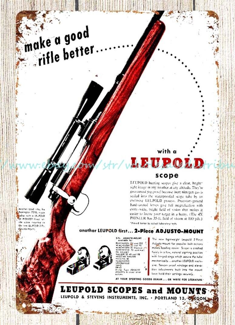 1953 LEUPOLD Scope hunting rifle firearm metal tin sign art and prints