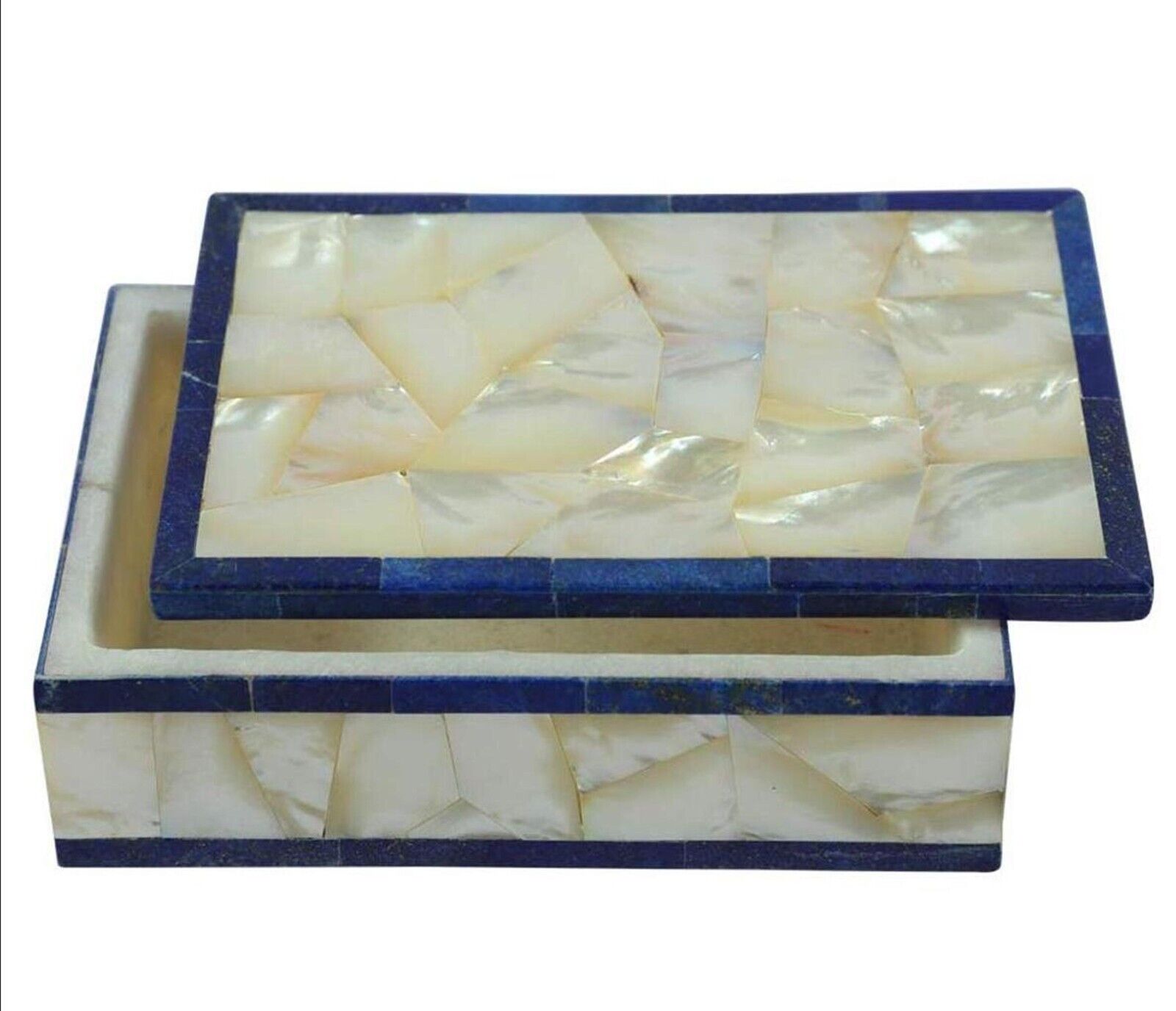 Mother of Pearl Overlay Work Trinket Box Rectangle Jewelry Organizer for Sister