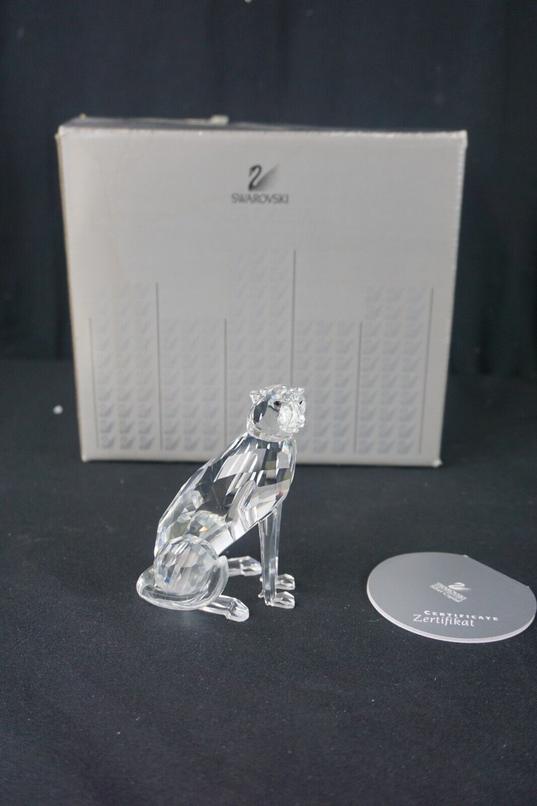 Swarovski Crystal Figurine Cheetah Original Box 7610 NR 000 001 Retired