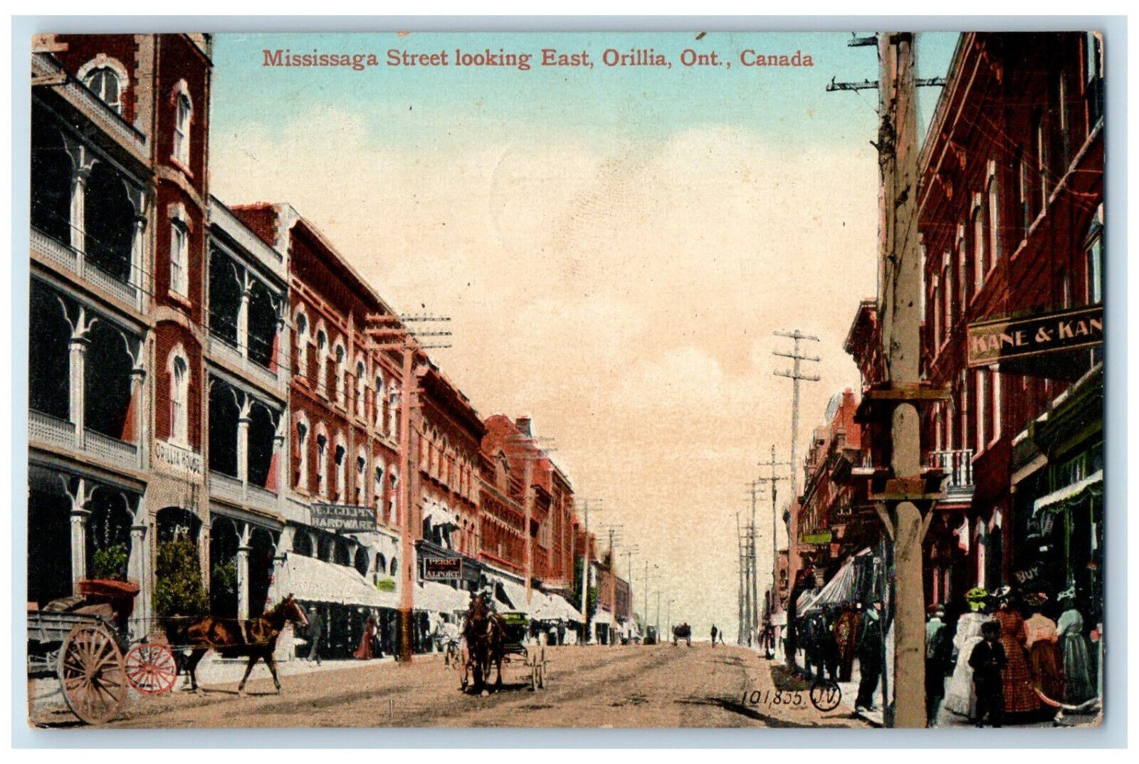 1912 Business Section Mississaga Street Looking East Orillia Ontario Canada