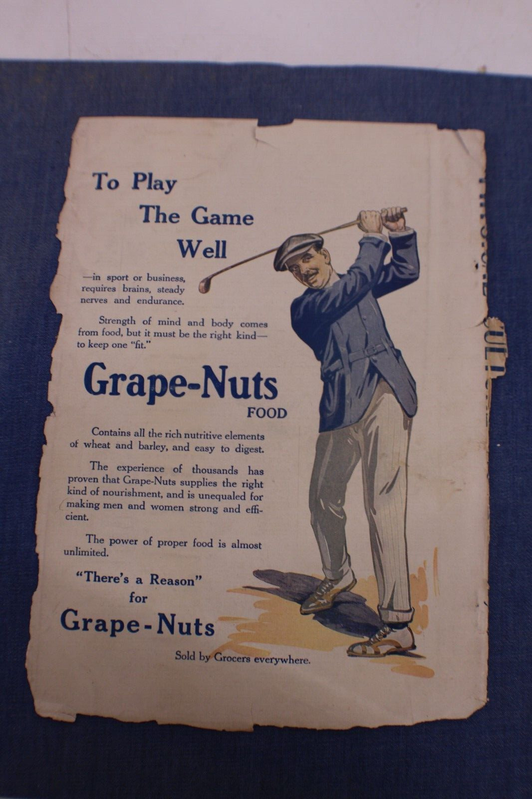 Vintage ad Grape-nuts food. To play the game well
