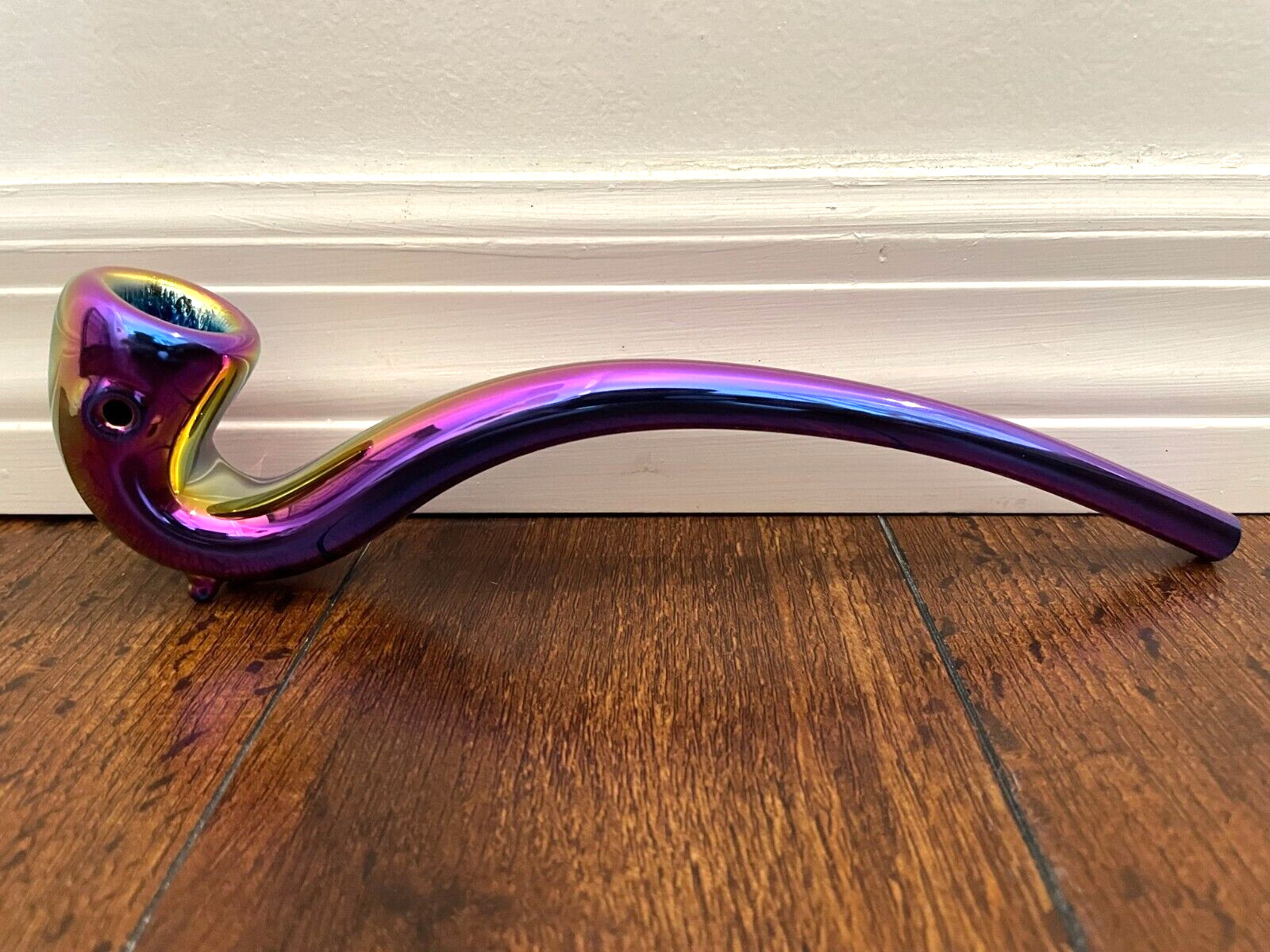 10” Premium Glass Pipe Sherlock Style Metallic Rainbow