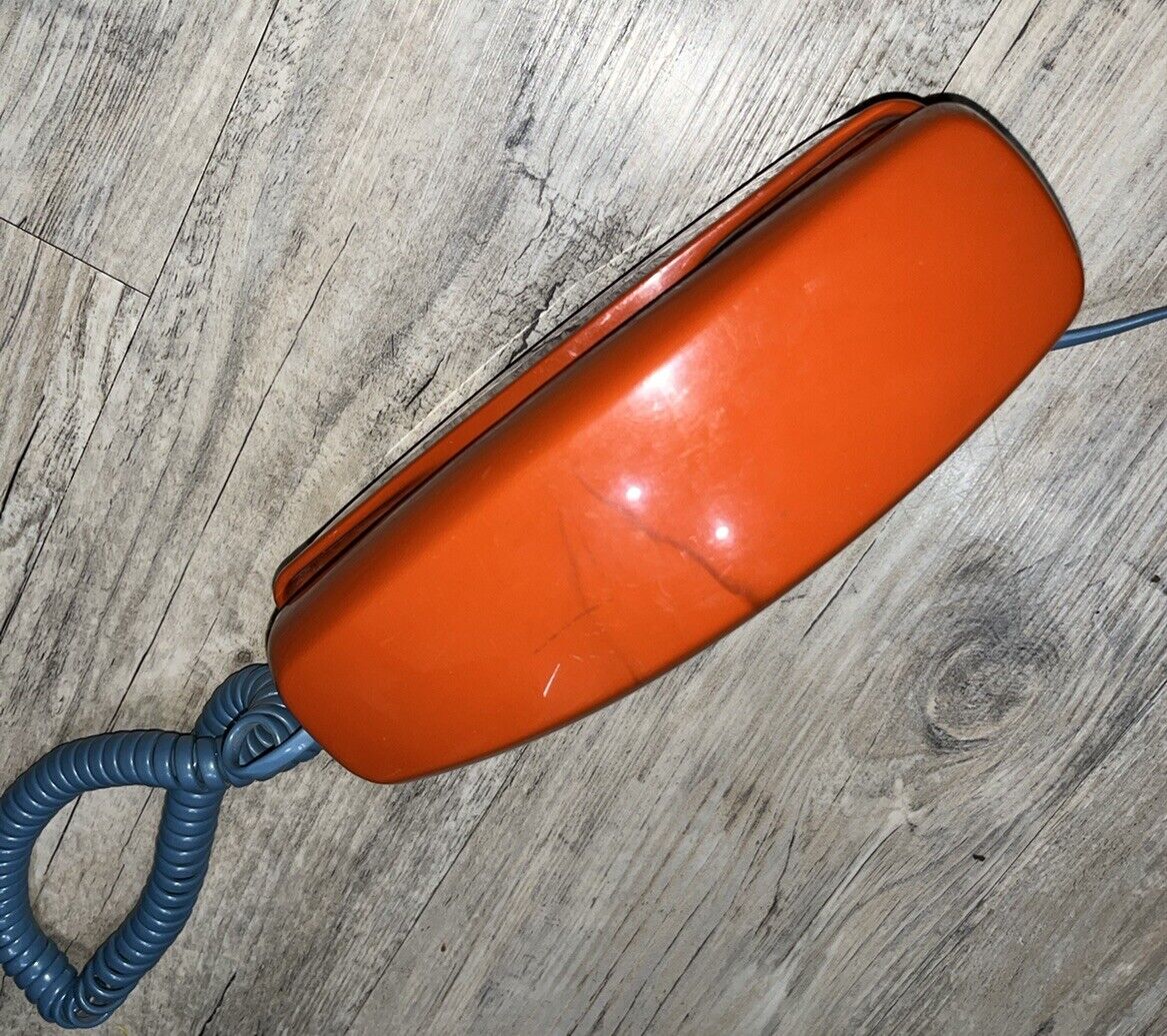 ORANGE  -  vintage  TRIMLINE  ROTARY DIAL TELEPHONE  -  very cool MCM