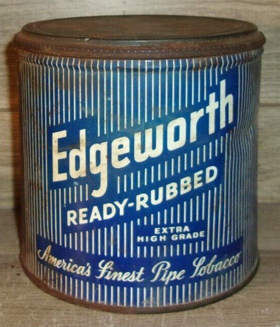 Vintage Edgeworth Ready Rubbed Empty Tobacco Tin Vertical Stripes 5\