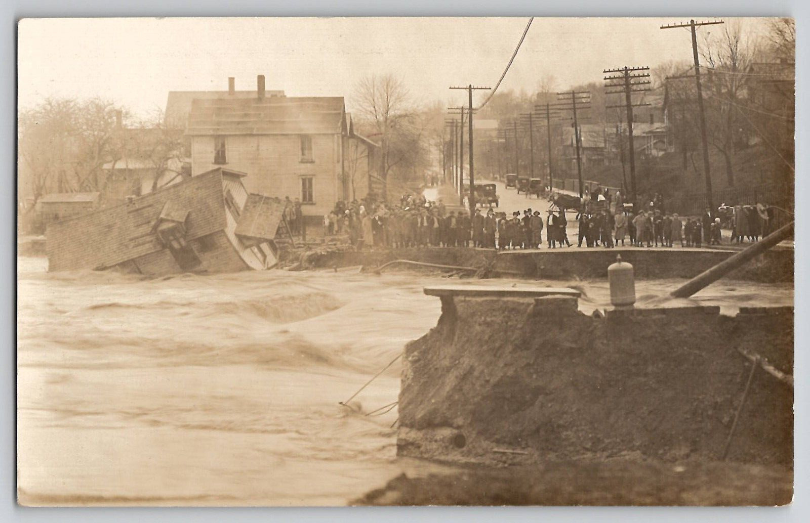 Akron Ohio The Great Flood March 25, 1913 Cuyahoga River OH RPPC Photo Postcard