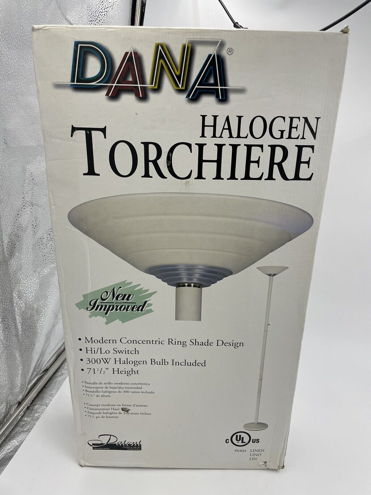 Vtg Dana Halogen Torchiere white Floor Lamp  NEW 