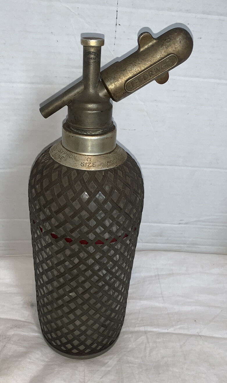 VTG 1930’s Sparklets Makers London England Seltzer Bottle Czechoslovakia Glass