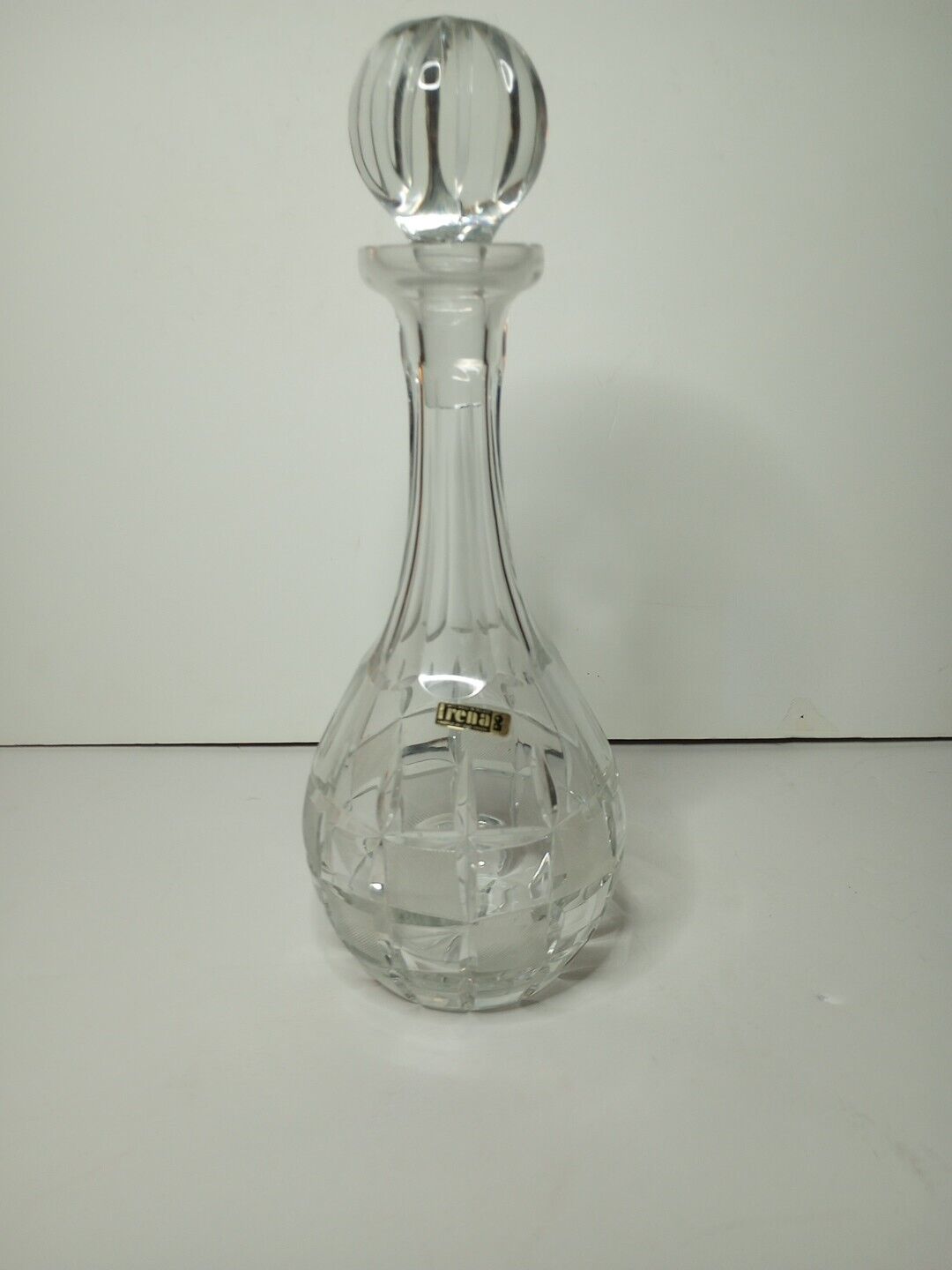 Irena Crystal Decanter Etched Checkered With Stopper 12\