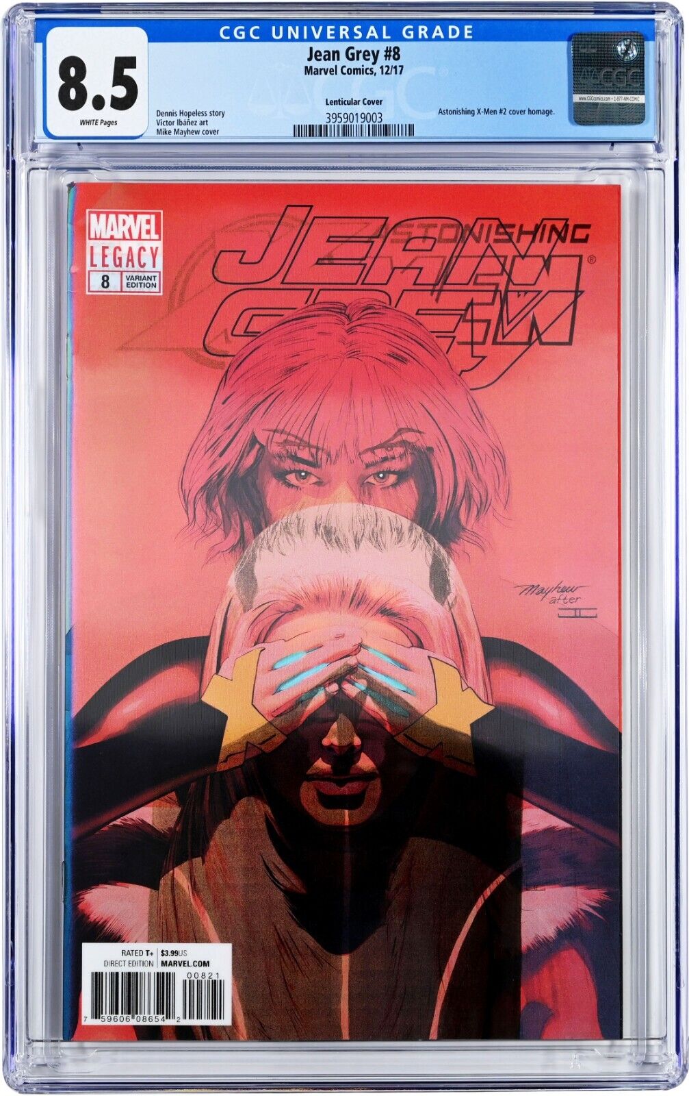 Jean Grey #8 CGC 8.5 (Dec 2017, Marvel) Mike Mayhew Lenticular Cover Variant