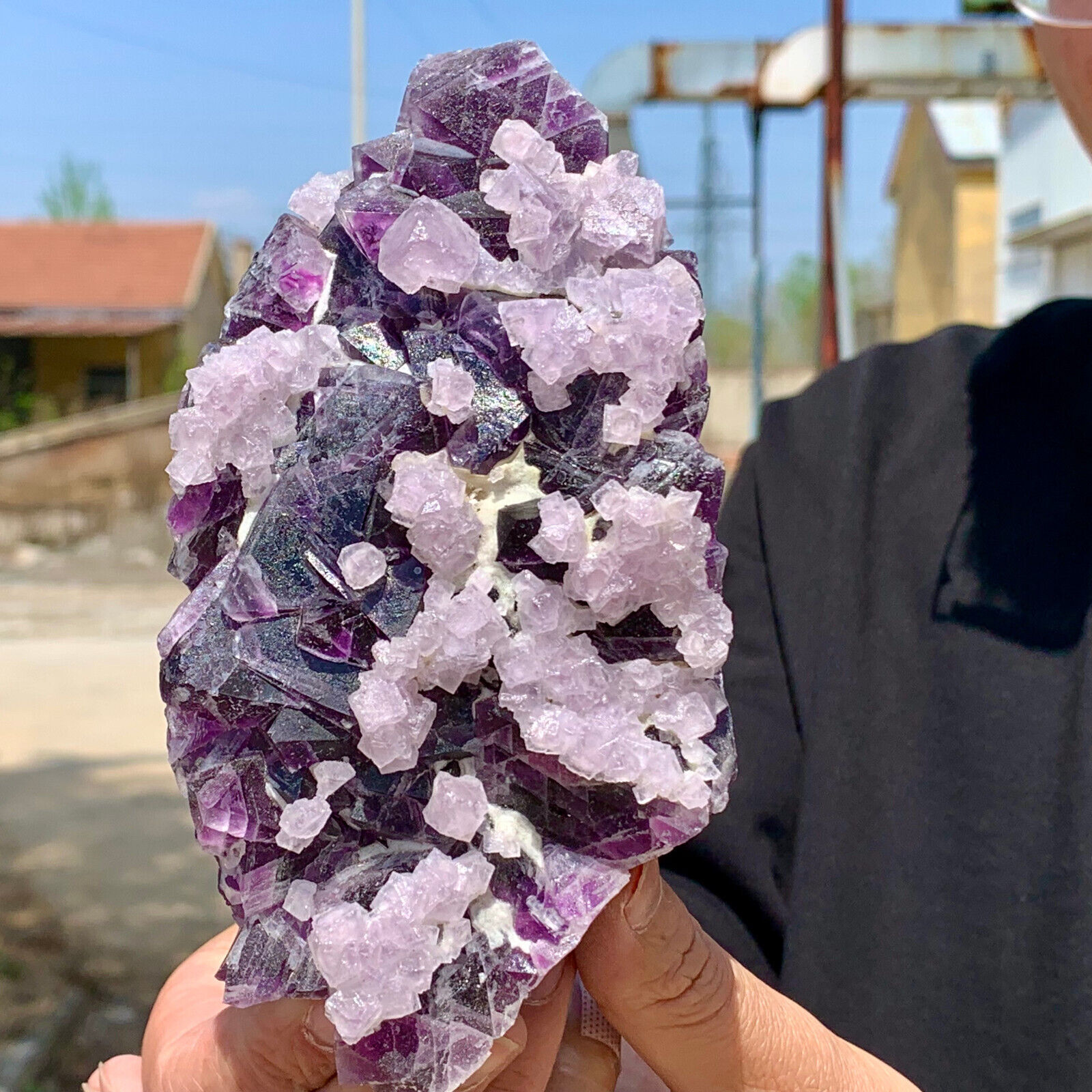 1.64LB  Rare transparent Purple cubic fluorite mineral crystal sample / China