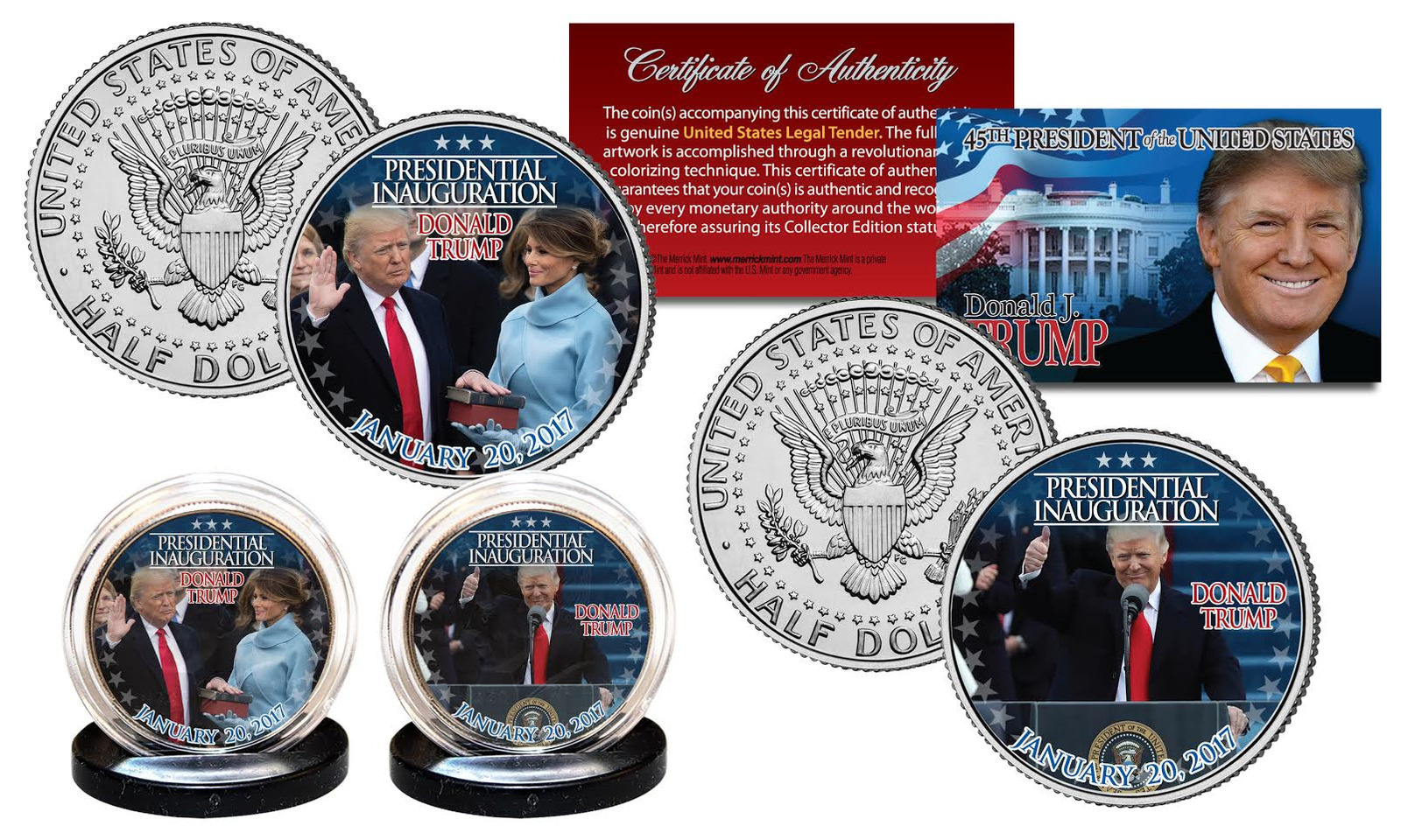 DONALD TRUMP Jan 20, 2017 INAUGURATION Official 2017 Kennedy JFK U.S. 2-Coin Set