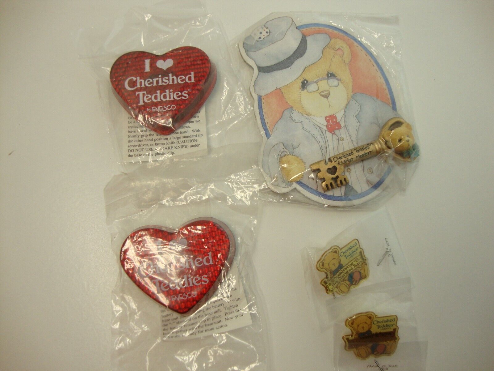 Assorted Lot Of Cherished Teddies Pins, Buttons And Reflector Light