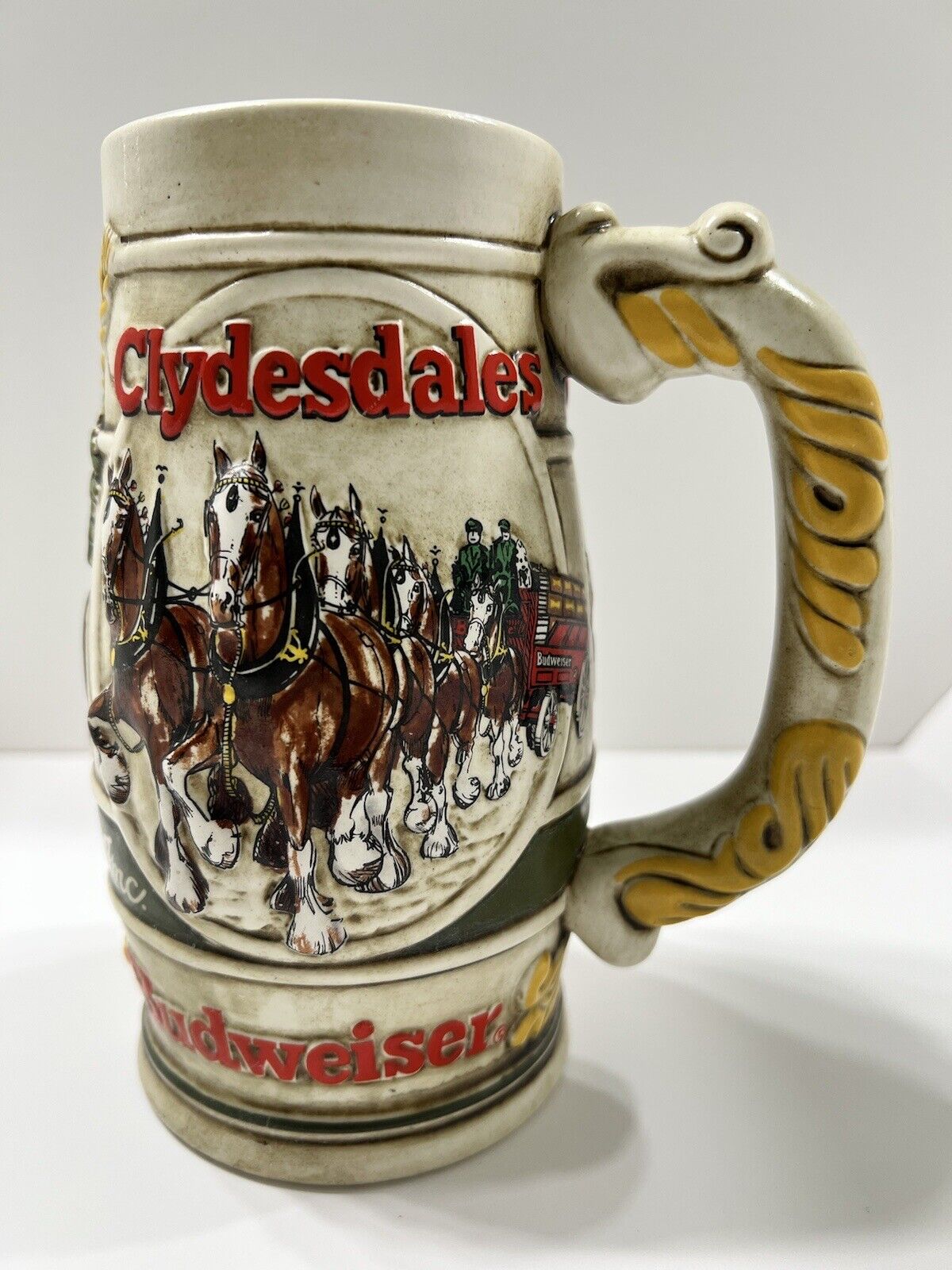 Vintage Budweiser Clydesdales 1983 Large Beer Stein Cup Mug Ceramarte Brazil