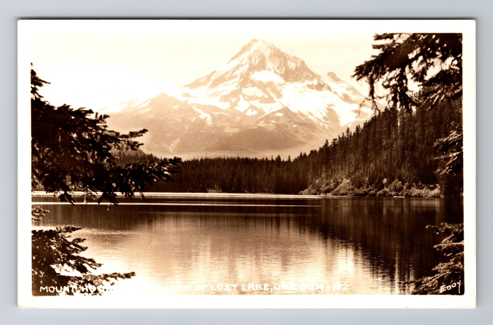 Mount Hood OR-Oregon RPPC, View From Shore Of Lost Lake, Vintage Postcard