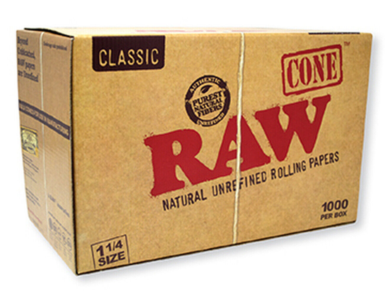 RAW Pre Rolled 1 1/4 CONES BULK 1000 Count Box (84mm/26mm)