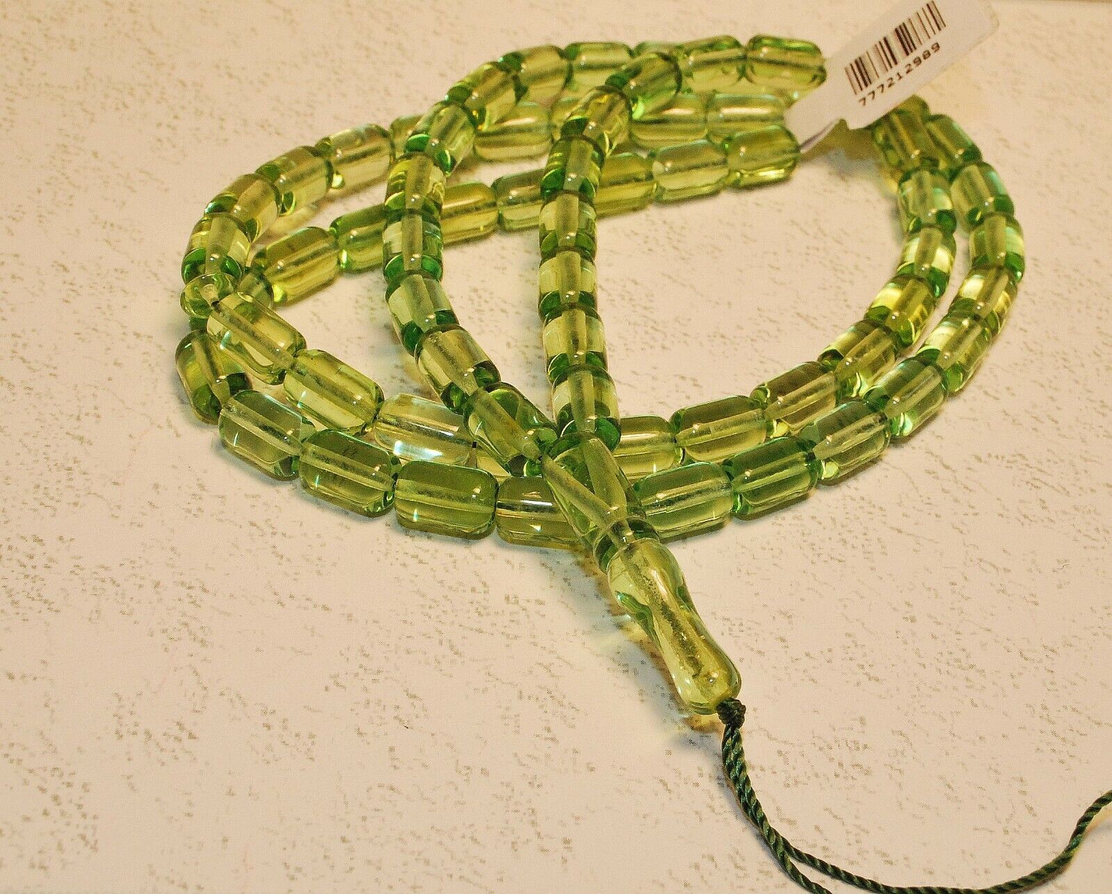 Amber Tespih Green Genuine Caribbean Amber Prayer Beads 66 Cylinder Keg Beads 