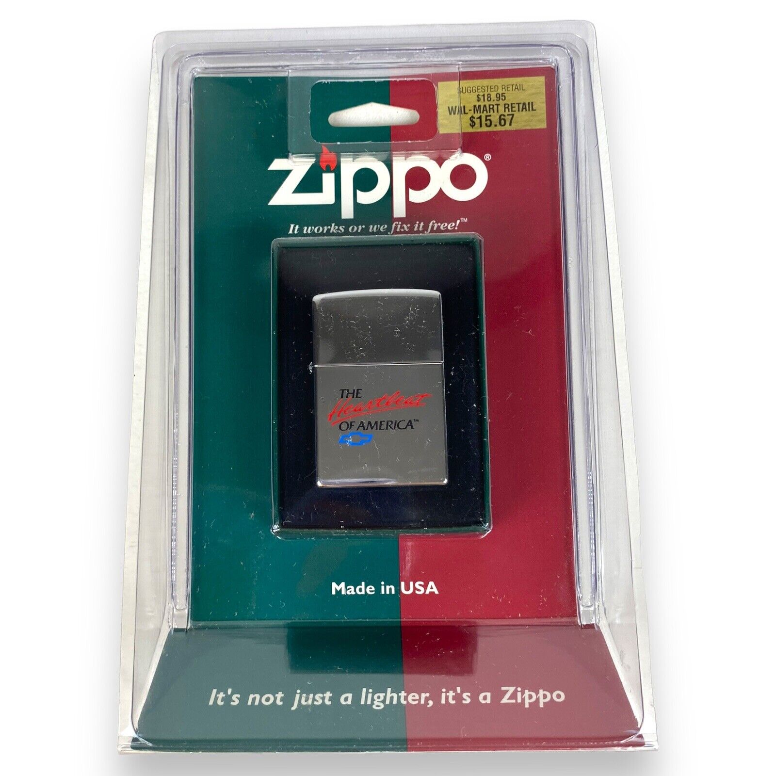 ZIPPO 1999 THE HEARTBEAT OF AMERICA POLISHED CHROME LIGHTER SEALED IN BOX c349