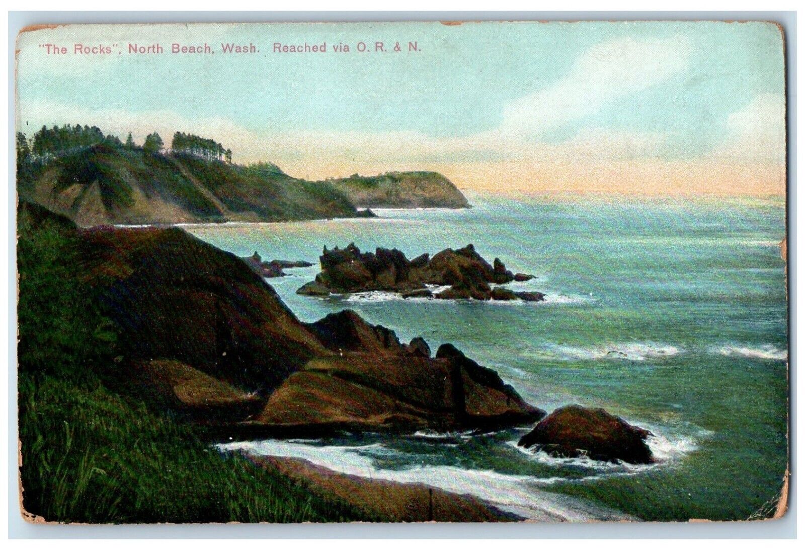 1911 Scenic View Rocks North Beach Lake Washington WA Vintage Antique Postcard