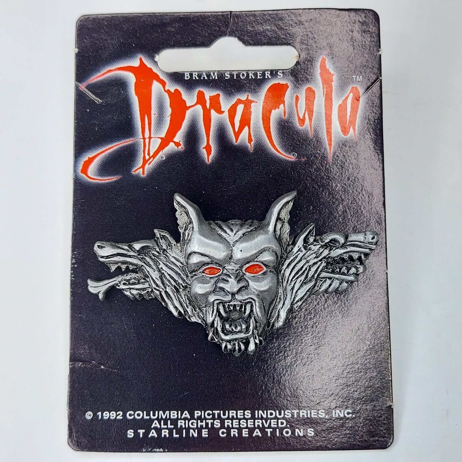 Vintage 1992 Bram Stoker's Dracula Wolf Head Logo Pin Vampire Starline Creation