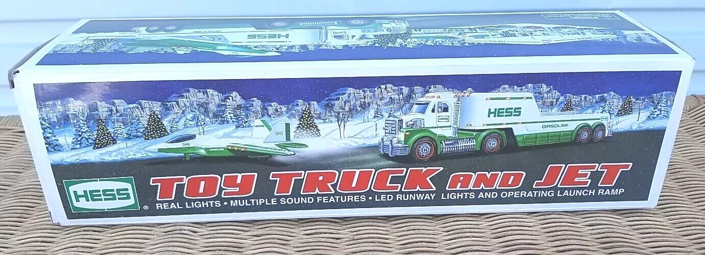 2010 HESS Toy Truck And Jet New in Box Lights Sounds Operating Launch Ramp