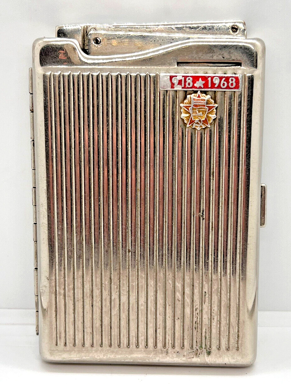 Vintage Cigarette Case Lighter Ussr Soviet Russia Rare Gas Russian Petrol Old