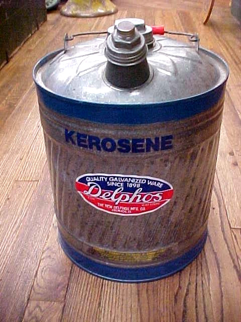 Delphos kerosene Can Galvanized Metal 5 Gallon Paper Label NOS Never Used