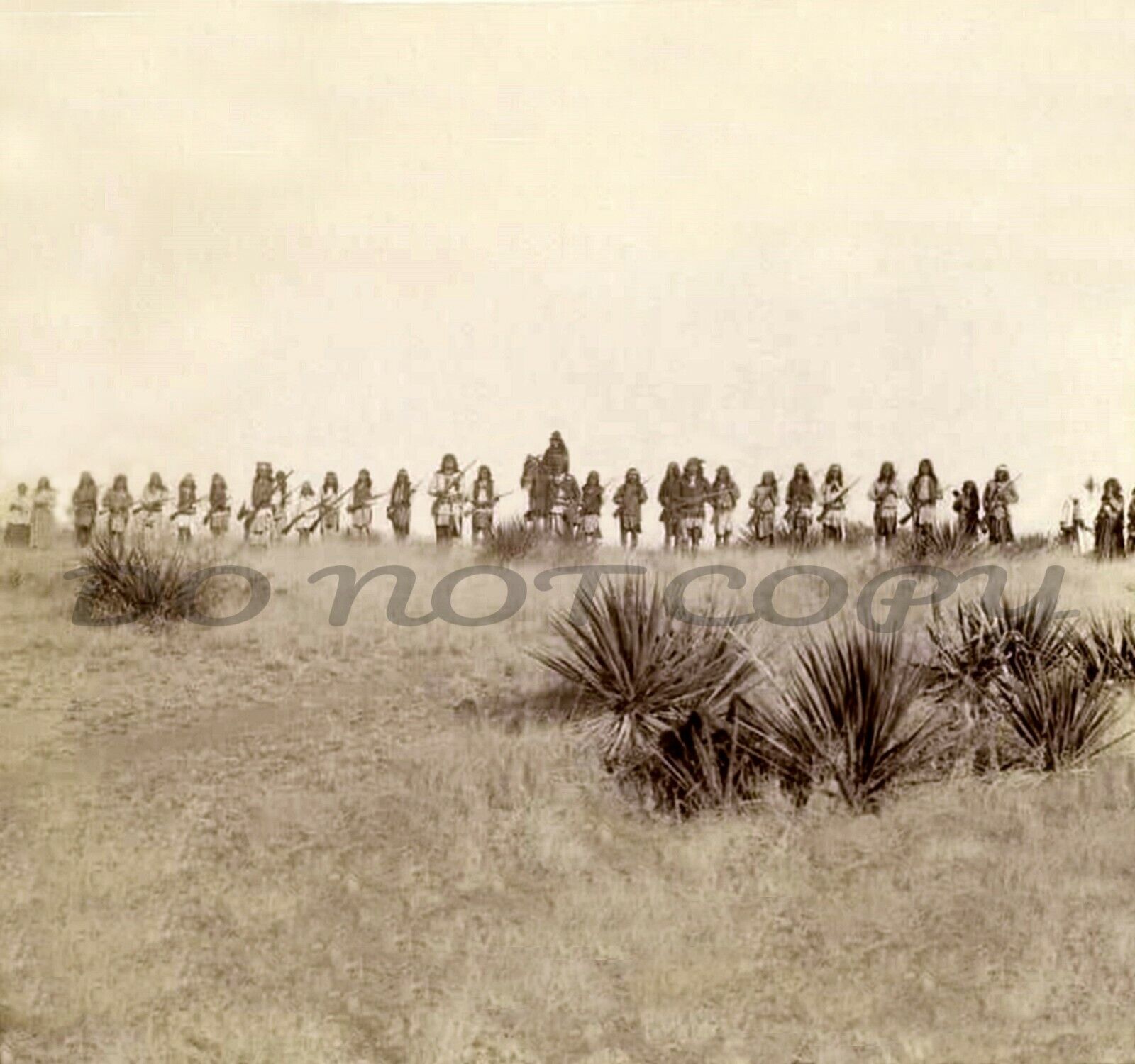 ANTIQUE REPRO PHOTOGRAPH PRINT OF APACHE TRIBE LEADER GERONIMO WITH HIS WARRIORS