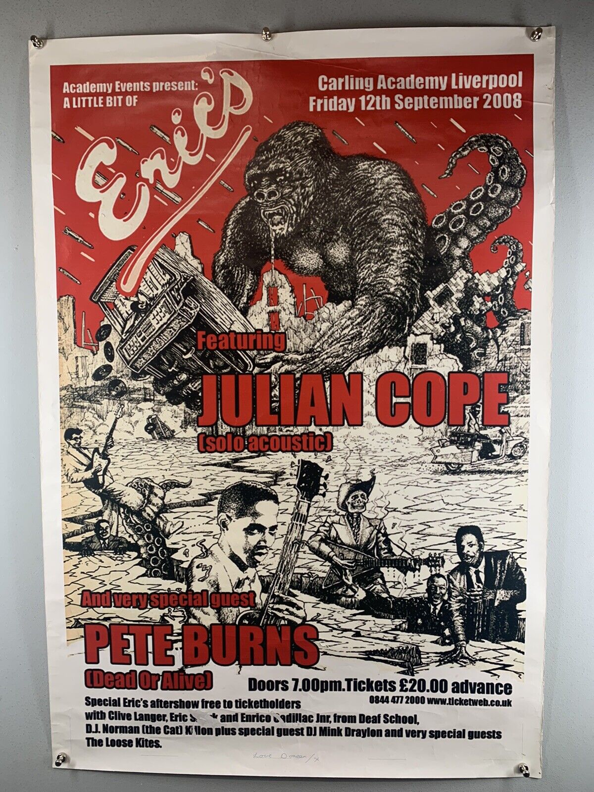 Pete Burns Cope Signed Poster A Little Bit of Erics – Signed - Doreen Allen 2008