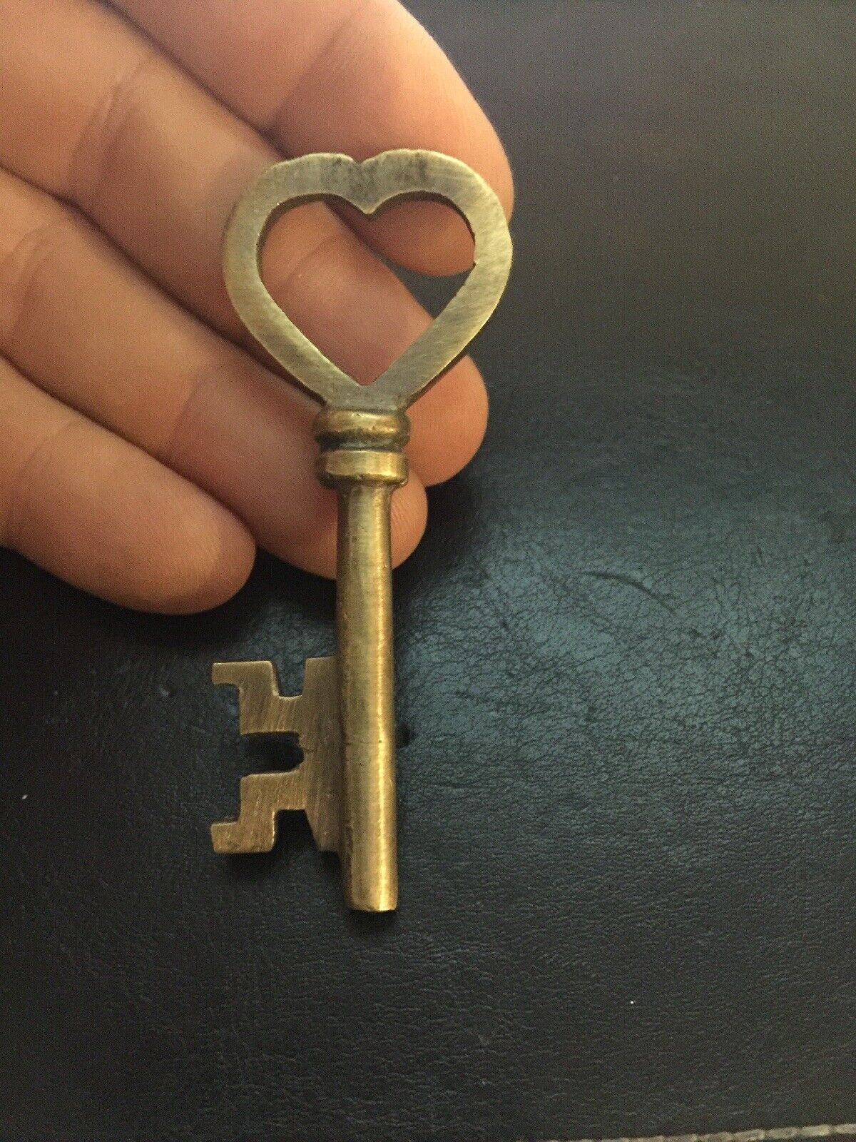 Victorian Heart Key Metal Patina Brass Castle Valentine Skeleton Collector GIFT