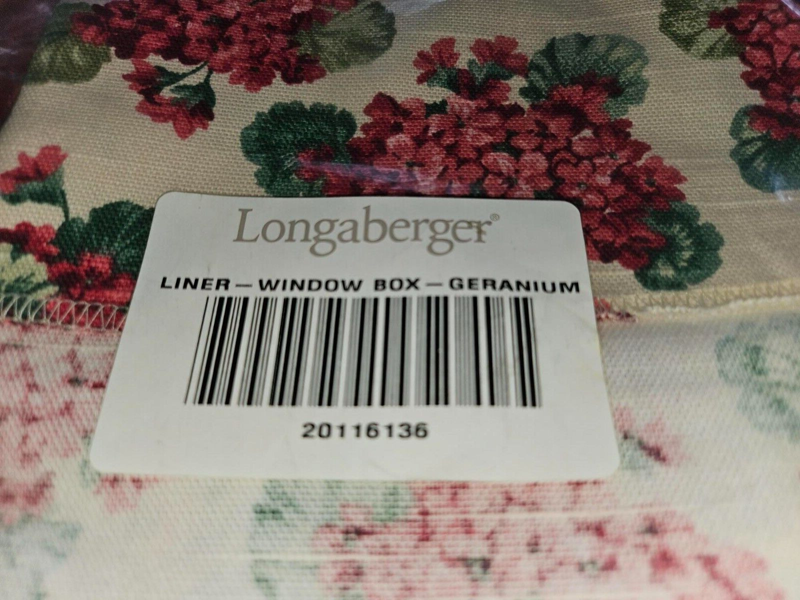 Longaberger 2002 May Geranium Window Box Planter Basket Liner #20116136 - NEW