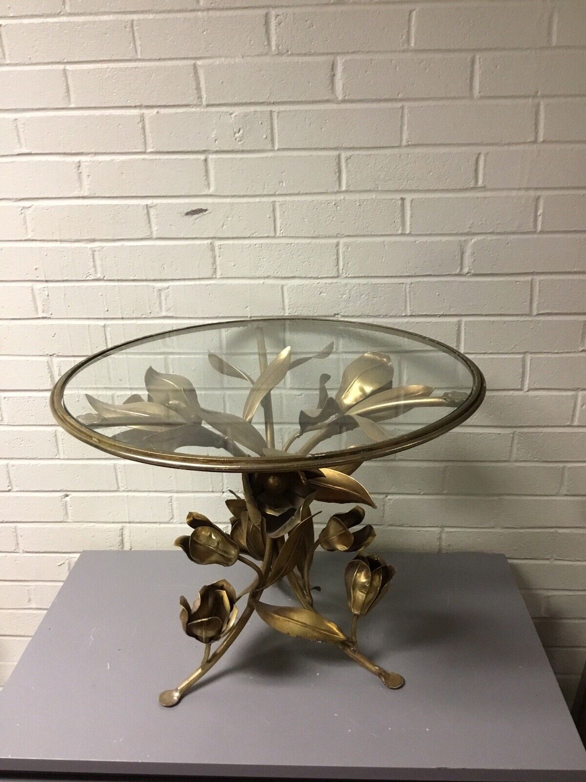 VTG ITALIAN GOLD GILT BOUQUET OF ROSES TABLE MATCHING FLOOR LAMP LISTED TOO RARE