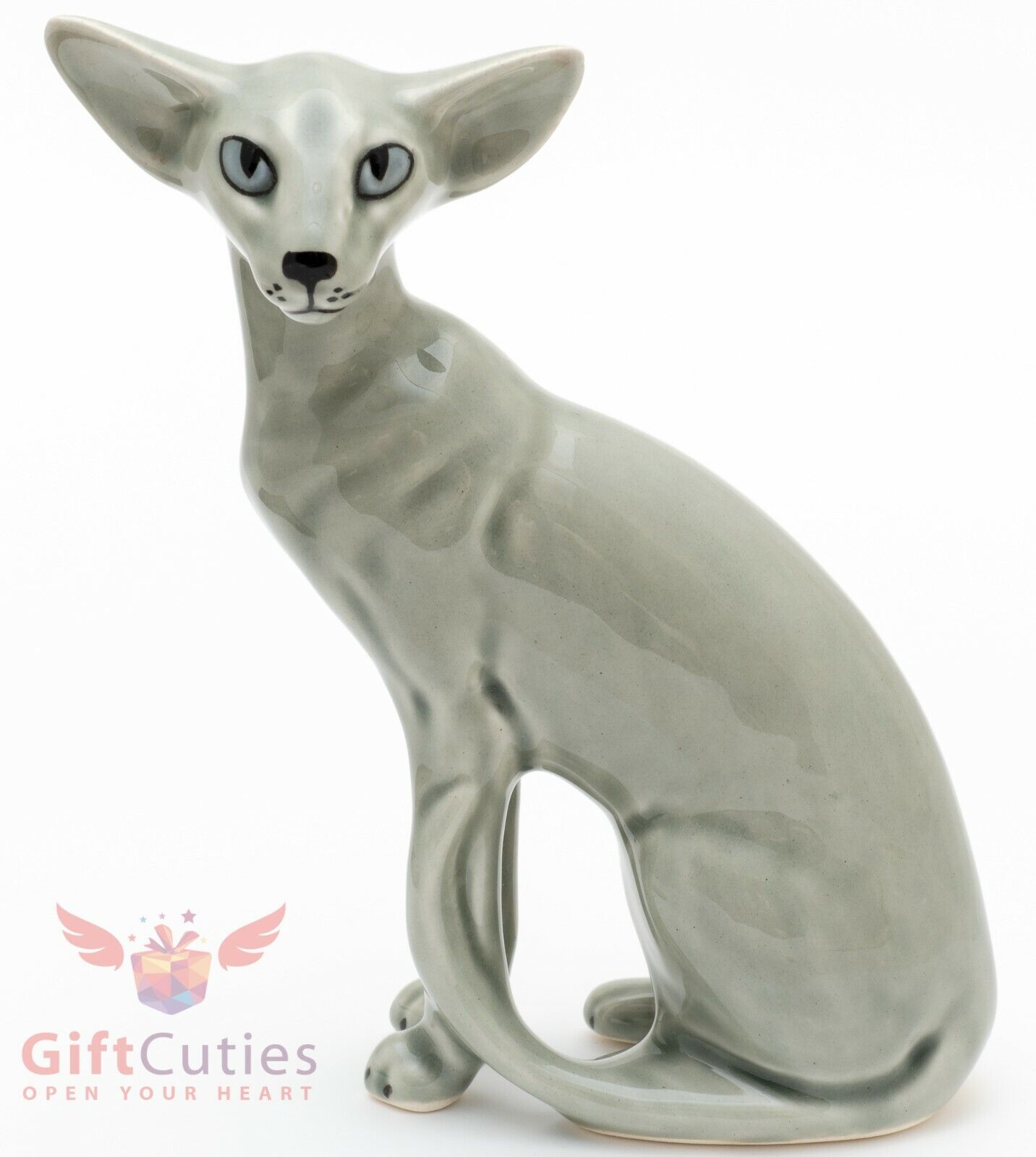 Porcelain Figurine of Oriental Shorthair Cat Kitty Kitten