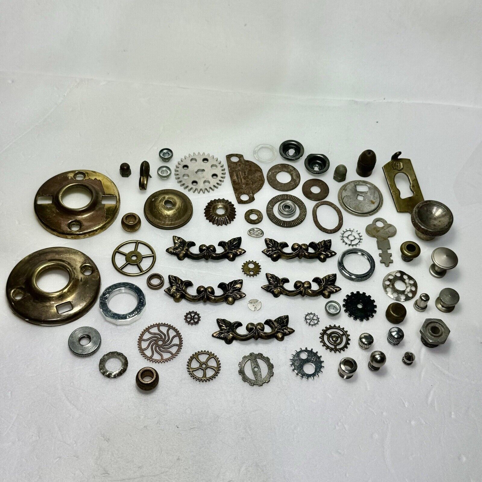 Lot of 80 Small Mixed Metal Parts & Pieces Steampunk Art Projects Crafts