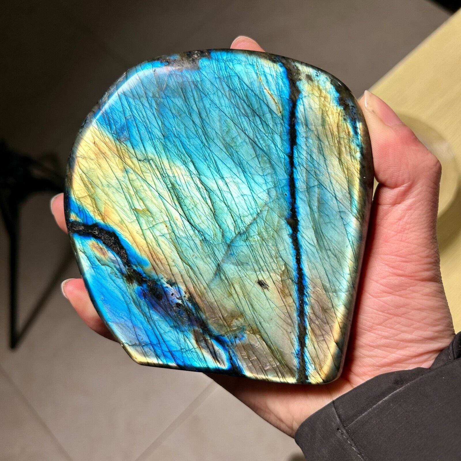 840g Rare Super Flashy  Labradorite Freeform Crystal Display Healing