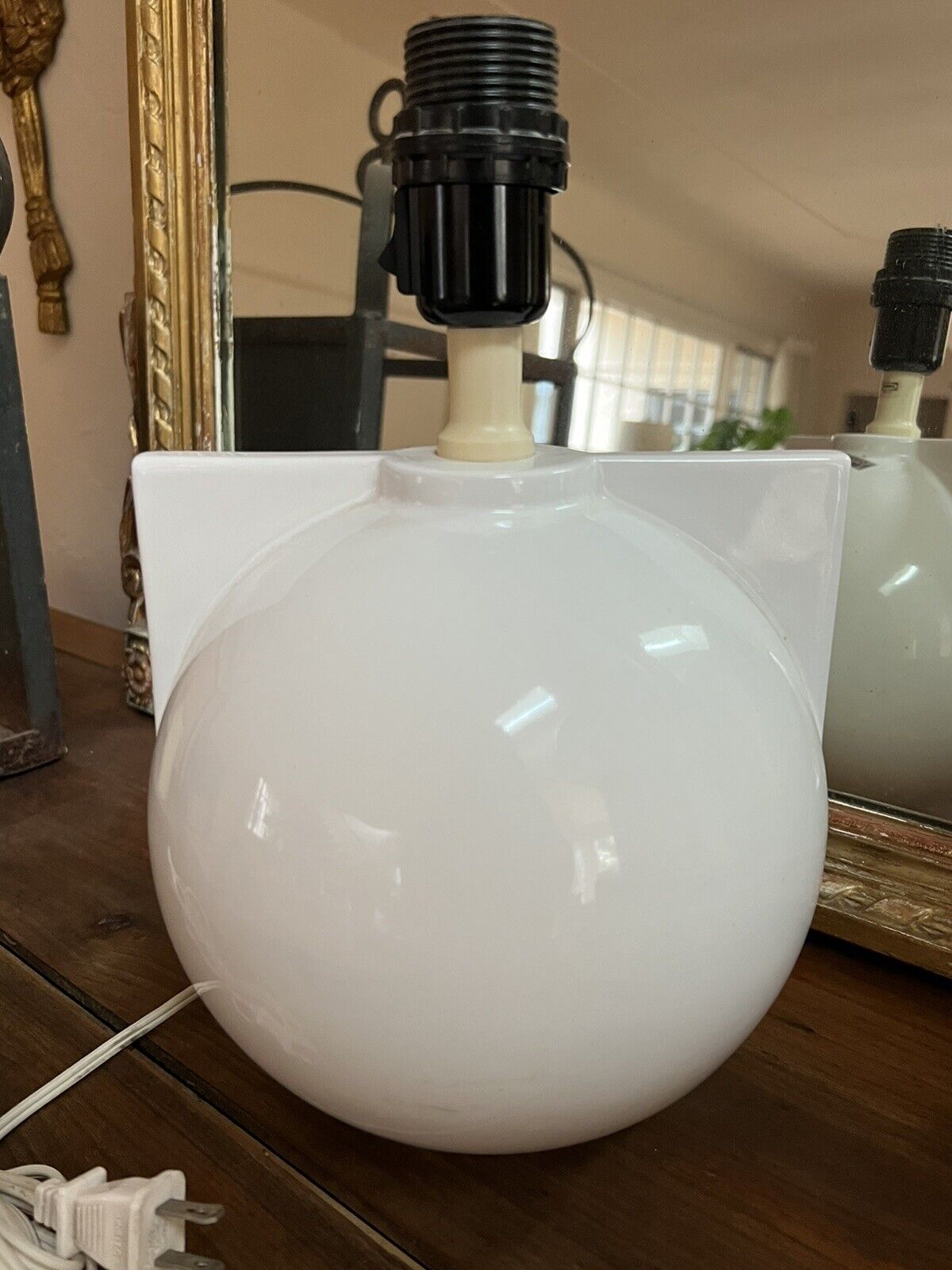 Vintage IKEA Ceramic White Globe Table Lamp  **RARE** Unique Design