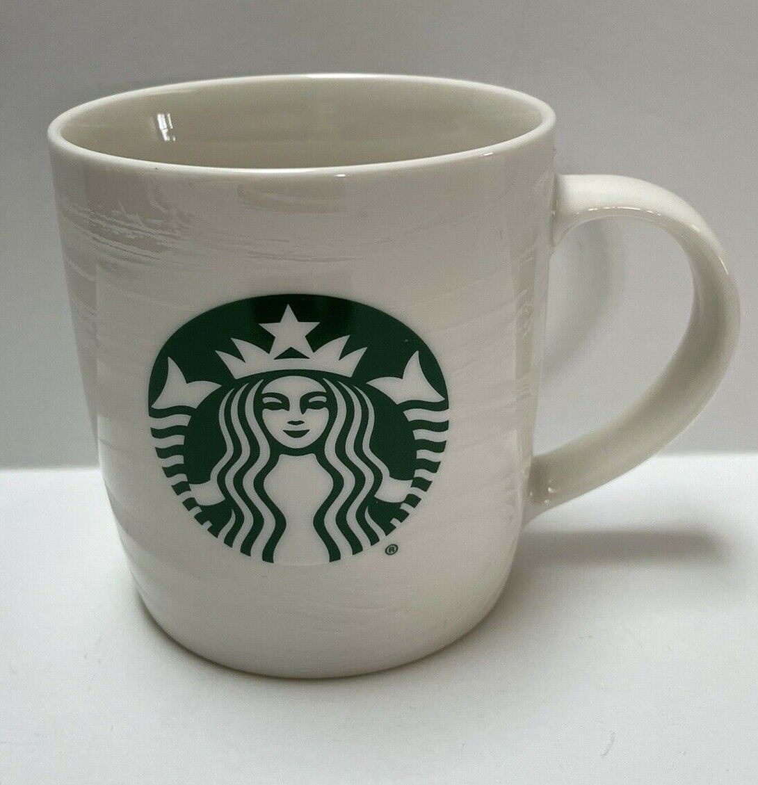 Starbucks 12oz White Frosted Swirl Mug Bone China 2020  Mermaid emblem