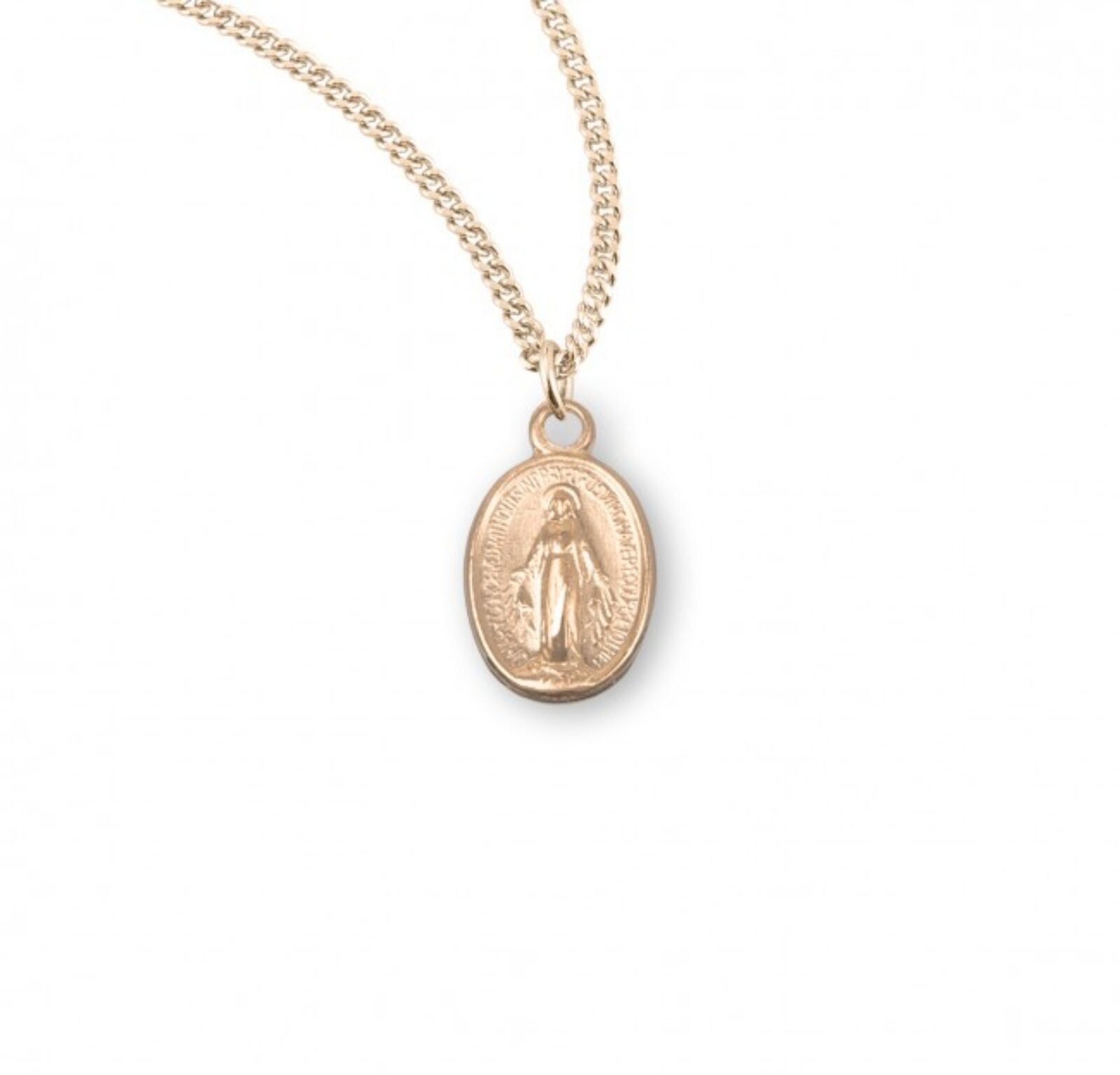 N.G. Gold over Sterling Silver Miraculous Medal Pendant on 18 Inch Chain