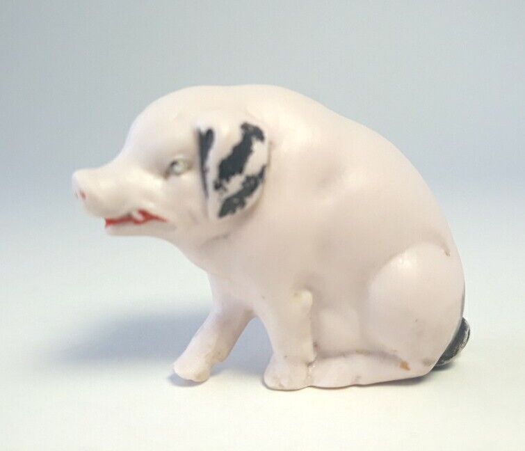 Vintage Signed Pig Figurine Made In Germany 2 Inch Pink Porcelain