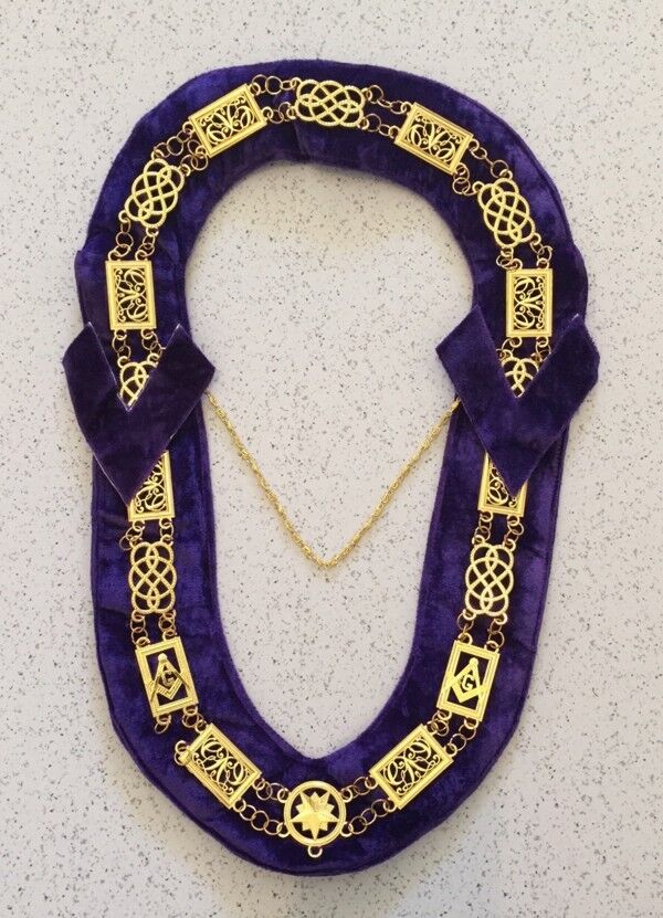 Grand Lodge Chain Collar in Gold Finish - Deluxe Model (RBL-83G-DX)