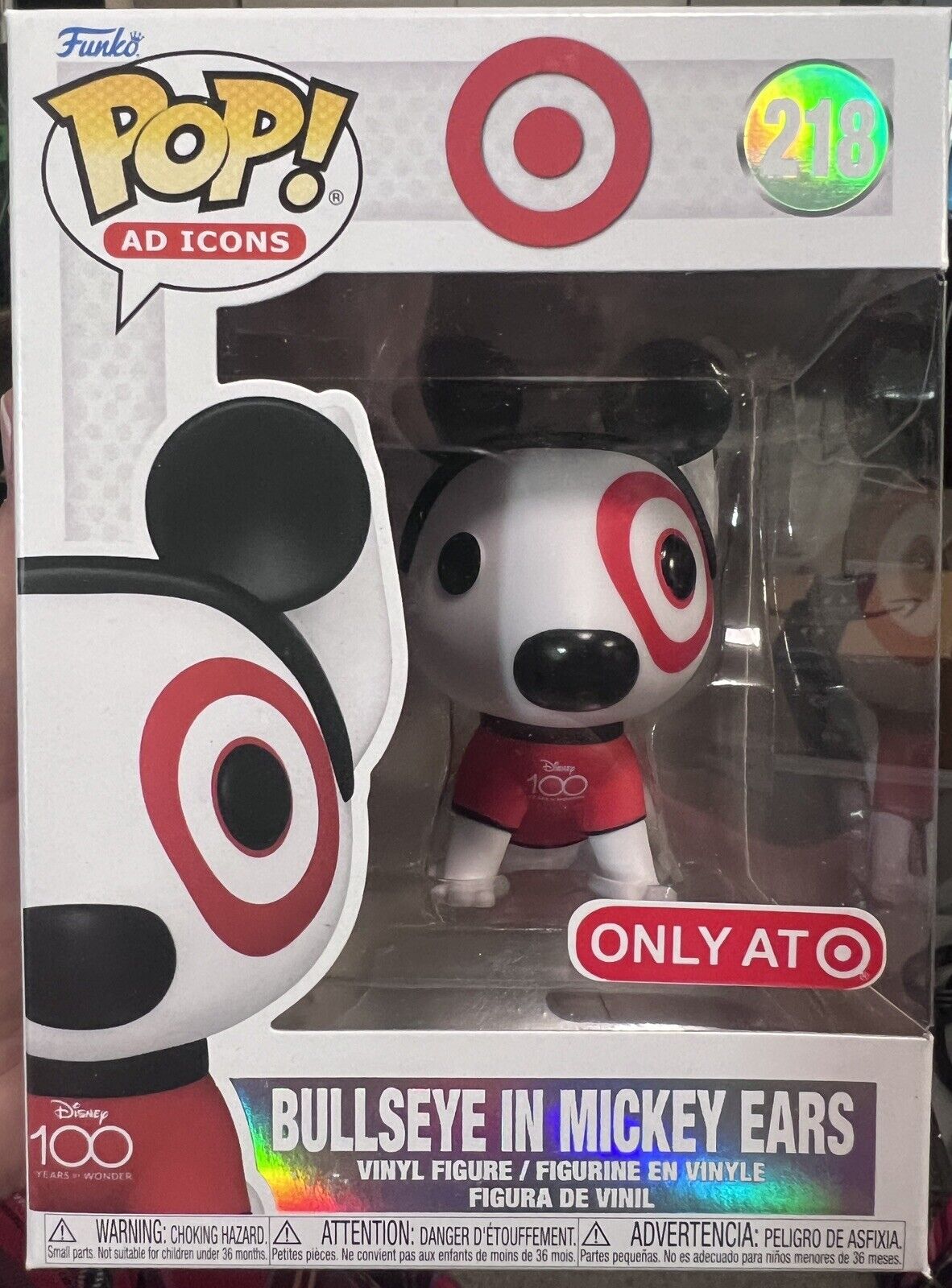 Funko POP Target Bullseye in Mickey Ears Vinyl Figure #218 With Protector