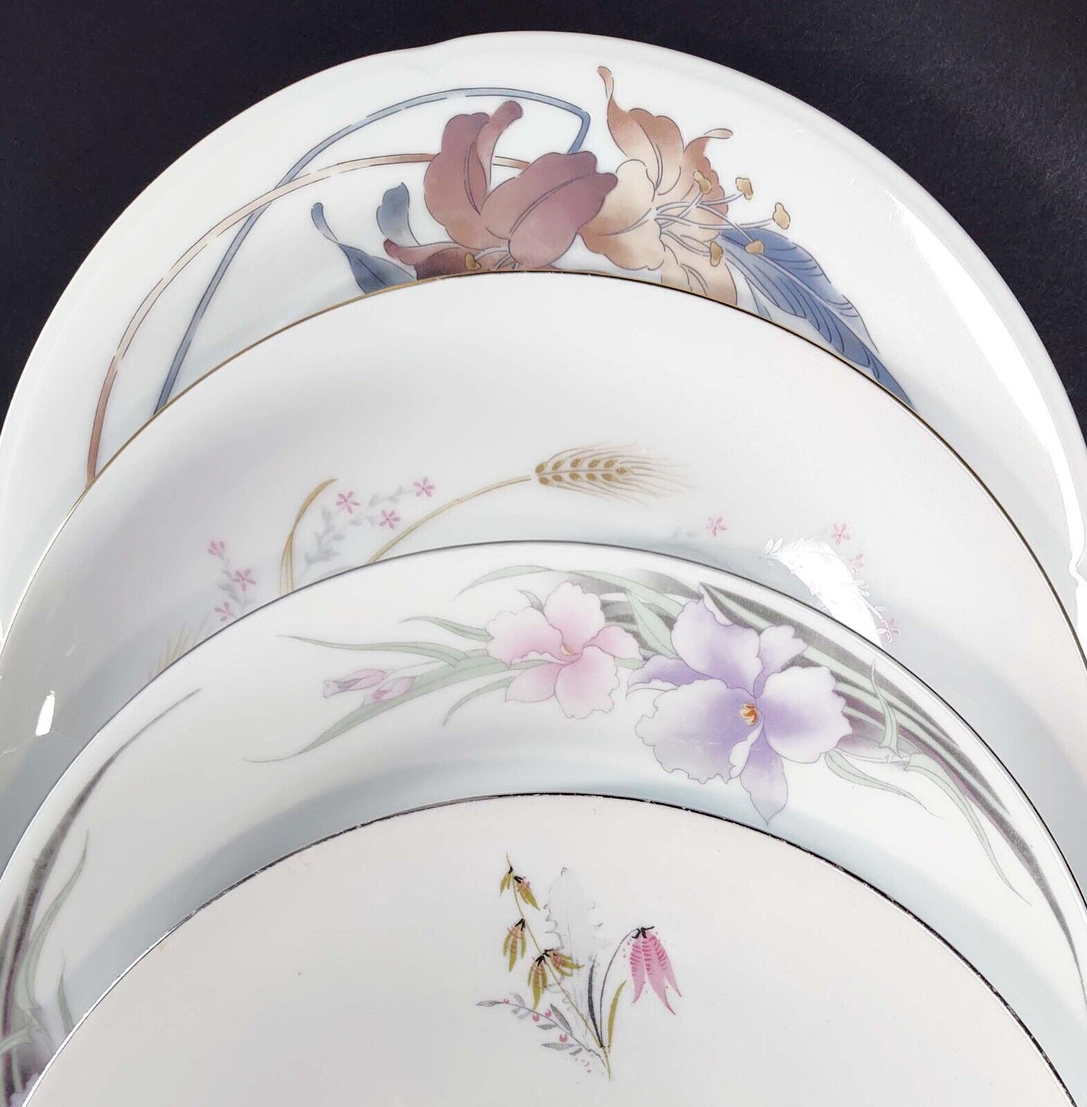 Mismatched Dinner Plates Vintage Floral China Plates Pink Mixed Patterns Set/4