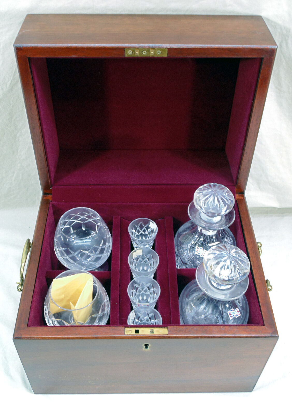 Cartier Tudor Crystal Liquor Cabinet Whiskey Decanter Cordial Cognac Glasses Bar