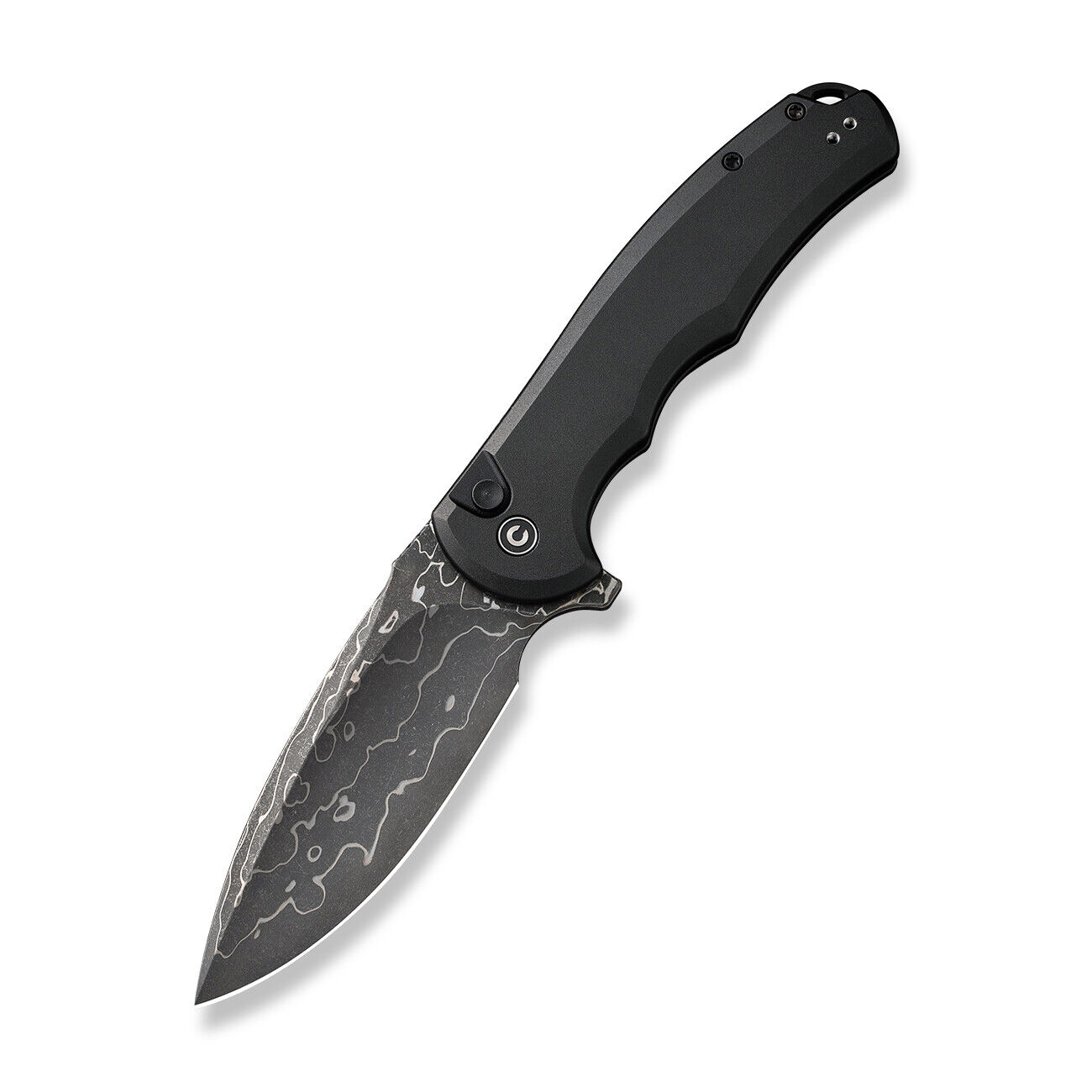 Civivi Button Lock Praxis Folding Knife Black Alum Handle Damascus C18026E-DS1